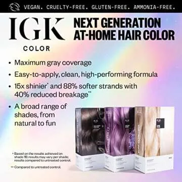 IGK Permanent Hair Color Kit | 7 N Latte - Dark Natural Brown | 100% Gray Color Coverage + Strengthen + Shine | Ammonia Free