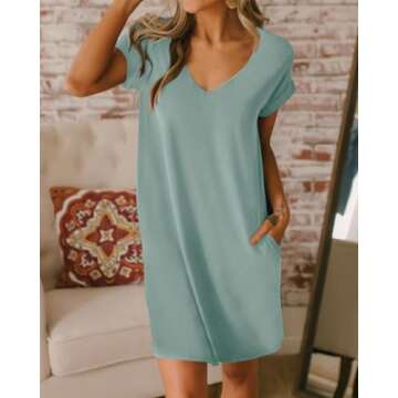 Stylish BTFBM Women V Neck Summer Dress with Pockets