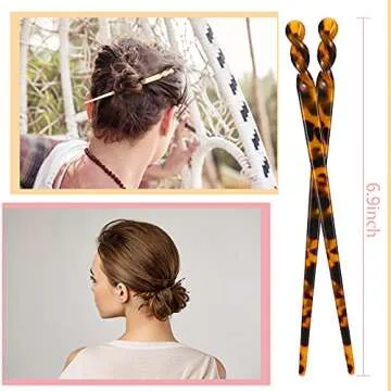 Stylish 12 Piece Vintage Acetate Hair Sticks Set