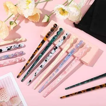 Stylish 12 Piece Vintage Acetate Hair Sticks Set