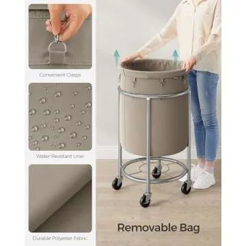 SONGMICS Rolling Laundry Basket with Casters, 29 Gal.