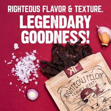 Righteous Felon Beef Jerky Variety Pack | Gluten Free Beef Jerky Snack Packs for Adults | High Prote...