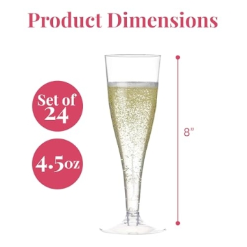 Elegant Prestee Plastic Champagne Flutes - 24 Pack for Parties