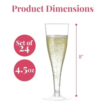 Elegant Prestee Plastic Champagne Flutes - 24 Pack for Parties