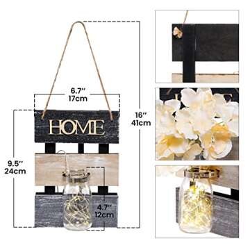 Dailyart Mason Jar Sconces Wall Decor, Rustic Mason Jar Wall Sconce Hanging Mason Jar Sconces with L...