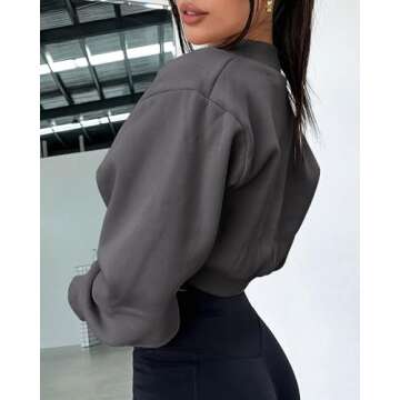 Zwurew Bolero Shrug Dark Grey Sweatshirts Long Sleeve Workout Tops for Women 2024 Shrugs Y2K Clothes Gym Shrug