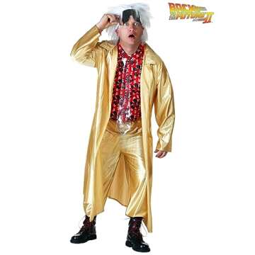 Authentic Fun Costumes Back to The Future II Adult Doc Brown Costume Set - XL - Gold