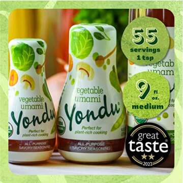 Yondu Vegetable Umami – Premium Plant-based Seasoning Sauce – All-Purpose Instant Flavor Boost, Better Than: Fish Sauce, Soy Sauce, Bouillon (9.3 Fl oz)