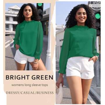 Aifer Womens Tops Dressy Casual Fall Fashion Holiday Outfits Work Blouses for Women Business Casual Long Sleeve Shirts Office Clothes Green Medium