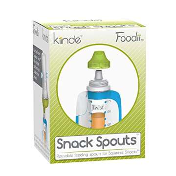 Kiinde Foodii Baby Food Storage System, Reusable Snack Spout Attachments, 2-Pack