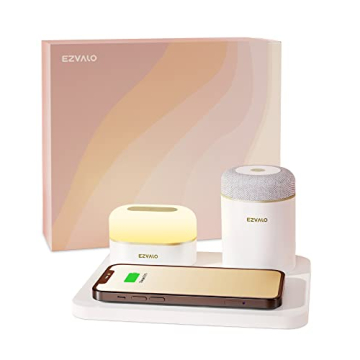 EZVALO 3 in 1 Charger Station with LED Night Light, Portable Bluetooth Speaker, Wireless Charging St...