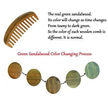 Louise Maelys Wooden Wide Tooth Comb for Curly Hair Anti-Static Sandalwood Hair Combs for Adults and Kids