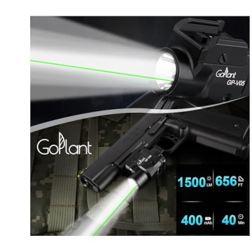 GOPLANT 1500 Lumen Tactical Flashlight with Laser Combo