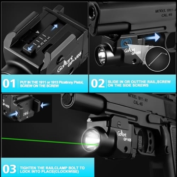 GOPLANT 1500 Lumen Tactical Flashlight with Laser Combo