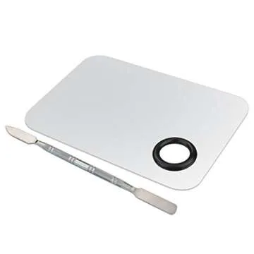 obmwang 1Pcs Pro Stainless Steel Cosmetic Makeup Palette Spatula Tool for Nail Art Eye Shadow Eyelash Makeup Professional Pigment Blending Lightweight 5.9 x 3.9 inches