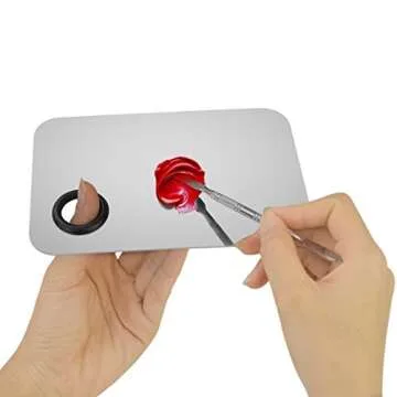 obmwang 1Pcs Pro Stainless Steel Cosmetic Makeup Palette Spatula Tool for Nail Art Eye Shadow Eyelash Makeup Professional Pigment Blending Lightweight 5.9 x 3.9 inches