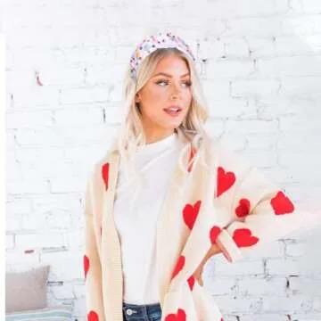 NVENF Hairband - Love Heart Knotted Wide Top Knot Valentine's Day Headband for Women, Red, Fabric