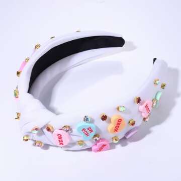 NVENF Love Heart Knotted Valentine's Day Headband for Women