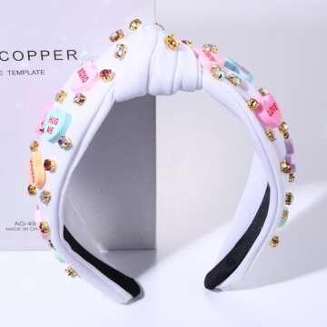 NVENF Love Heart Knotted Valentine's Day Headband for Women