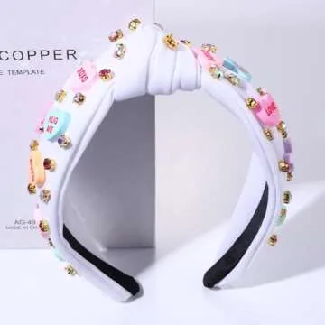 NVENF Love Heart Knotted Valentine's Day Headband for Women