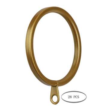 Meriville 28 pcs Gold 2-Inch Inner Diameter Metal Flat Curtain Rings with Eyelets