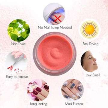 Drizzle Beauty Dip Powder Nail Kit Starter, 20 Colors Fall Winter Dipping Powder Set with Manicure file Brush for DIY Salon Nail Art, No UV/LED Lamp Needed.