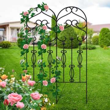 AMAGABELI Garden & Home 4 Pack 60" x 18" Metal Garden Trellis for Climbing Plants Outdoor Climbing Rose Trellis Rustproof Plant Vines Flower Vegetable Trellis for Potted Plants Support Black
