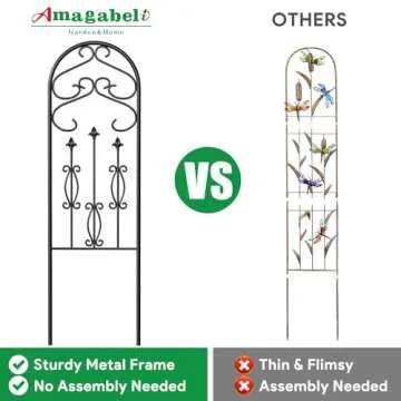 AMAGABELI Garden & Home 4 Pack 60" x 18" Metal Garden Trellis for Climbing Plants Outdoor Climbing Rose Trellis Rustproof Plant Vines Flower Vegetable Trellis for Potted Plants Support Black