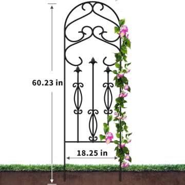 AMAGABELI Garden & Home 4 Pack 60" x 18" Metal Garden Trellis for Climbing Plants Outdoor Climbing Rose Trellis Rustproof Plant Vines Flower Vegetable Trellis for Potted Plants Support Black