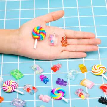 70 Pieces Colorful Candy Pendants for DIY Jewelry Making