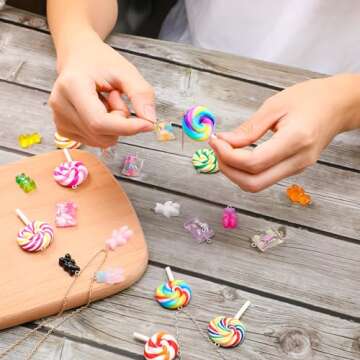 70 Pieces Colorful Candy Pendants for DIY Jewelry Making
