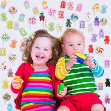 70 Pieces Colorful Candy Pendants for DIY Jewelry Making