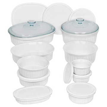 CorningWare French White 20-Pc Ceramic Bakeware Set - Chic, Durable & Versatile