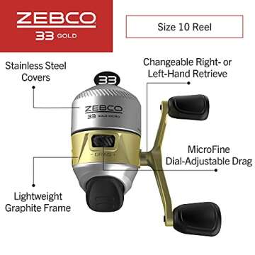 Zebco 33 Gold Spincast Reel - Effortless Fishing Experience