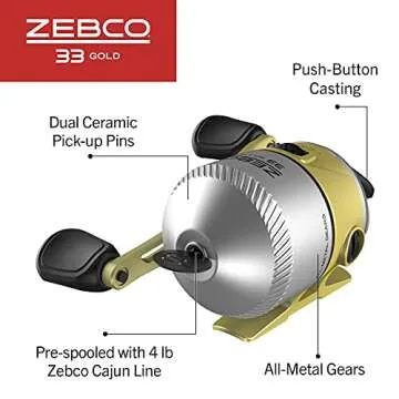 Zebco 33 Gold Spincast Reel - Effortless Fishing Experience