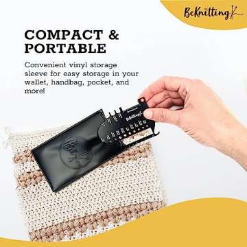 BeKnitting Knitting Needle Gauge Sizer Tool for Knitting Needles & Crochet Hooks, Yarn & Swatch Ruler - Sitch Saver