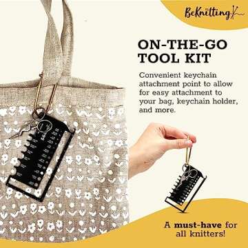 BeKnitting Knitting Needle Gauge Sizer Tool for Knitting Needles & Crochet Hooks, Yarn & Swatch Ruler - Sitch Saver