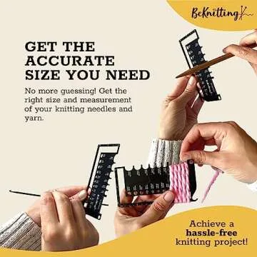 BeKnitting Knitting Needle Gauge Sizer Tool for Knitting Needles & Crochet Hooks, Yarn & Swatch Ruler - Sitch Saver