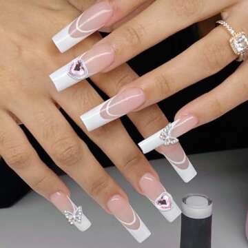 Pink Silver 35PCS Nail Charms Alloy Nail Art Rhinestone Charms 3D Rhinestone Butterfly Crown Star Bo...