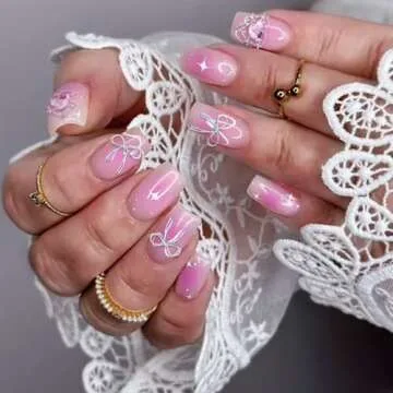 Pink Silver 35PCS Nail Charms Alloy Nail Art Rhinestone Charms 3D Rhinestone Butterfly Crown Star Bow Nail Gems Shiny Jewelry Nail Decoration Accessories Supplies(7 styles)