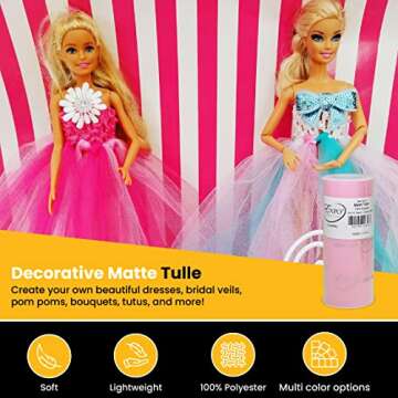 Expo International Decorative Matte Tulle Spool of 6 Inch X 25 Yards | Pink