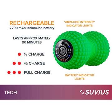 SUVIUS Vibrating Peanut Roller - 4 Vibration Levels - Rechargeable - Muscle Roller for Deep Tissue M...