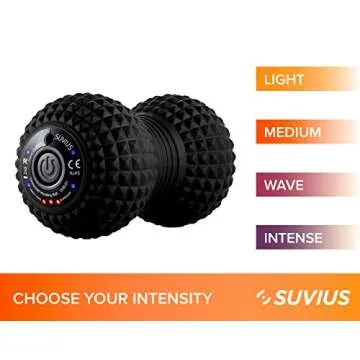 SUVIUS Vibrating Peanut Roller - 4 Vibration Levels - Rechargeable - Muscle Roller for Deep Tissue Massage and Muscle Recovery - Massager for Back, Neck, Foot, Leg, and Body - Black