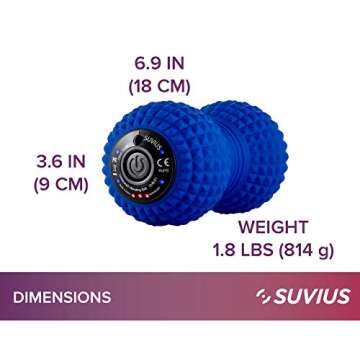 SUVIUS Vibrating Peanut Roller - 4 Vibration Levels - Rechargeable - Muscle Roller for Deep Tissue Massage and Muscle Recovery - Massager for Back, Neck, Foot, Leg, and Body - Black