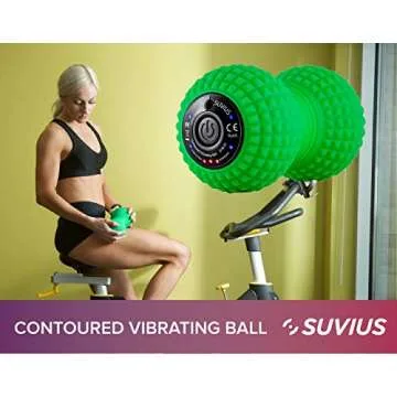SUVIUS Vibrating Peanut Roller - 4 Vibration Levels - Rechargeable - Muscle Roller for Deep Tissue Massage and Muscle Recovery - Massager for Back, Neck, Foot, Leg, and Body - Black