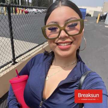 Breaksun Thick Frame Blue Light Glasses for Women Men Fashion Oversized Square Computer Gaming Eyegl...