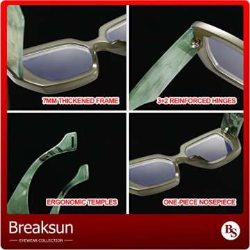 Breaksun Thick Frame Blue Light Glasses for Women Men Fashion Oversized Square Computer Gaming Eyeglasses (Olive green)