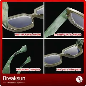 Breaksun Thick Frame Blue Light Glasses for Women Men Fashion Oversized Square Computer Gaming Eyeglasses (Olive green)