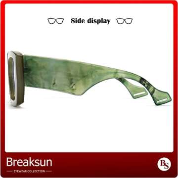 Breaksun Thick Frame Blue Light Glasses for Women Men Fashion Oversized Square Computer Gaming Eyeglasses (Olive green)