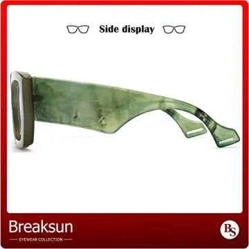 Breaksun Thick Frame Blue Light Glasses for Women Men Fashion Oversized Square Computer Gaming Eyeglasses (Olive green)